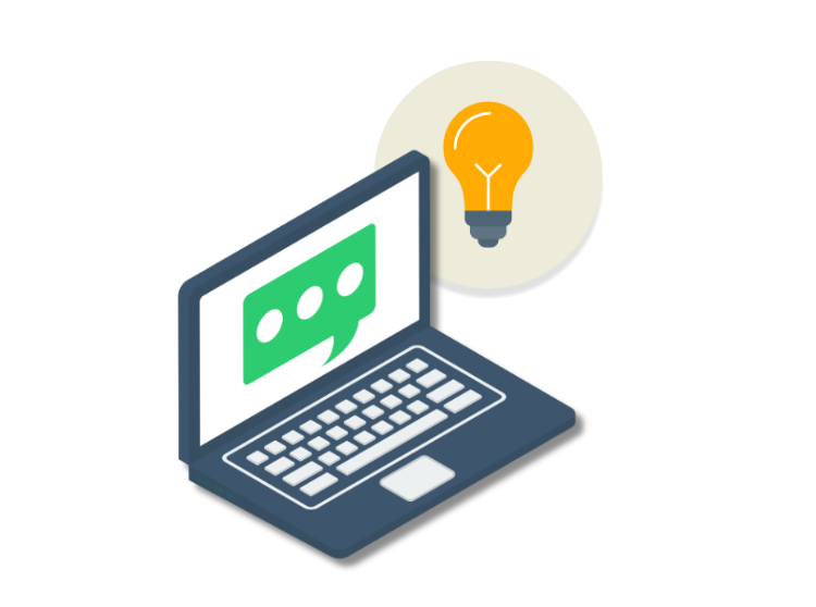 Laptop with lightbulb