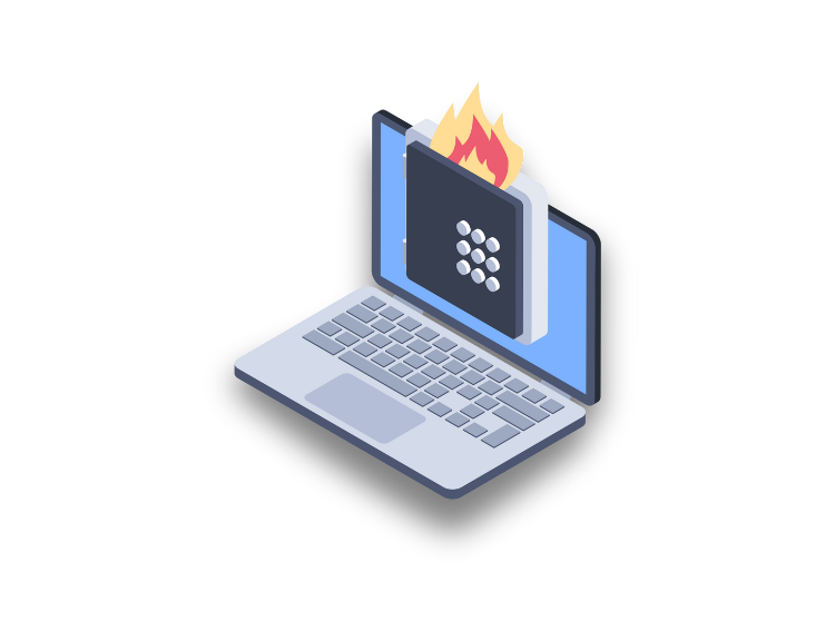 Laptop with firewall icon