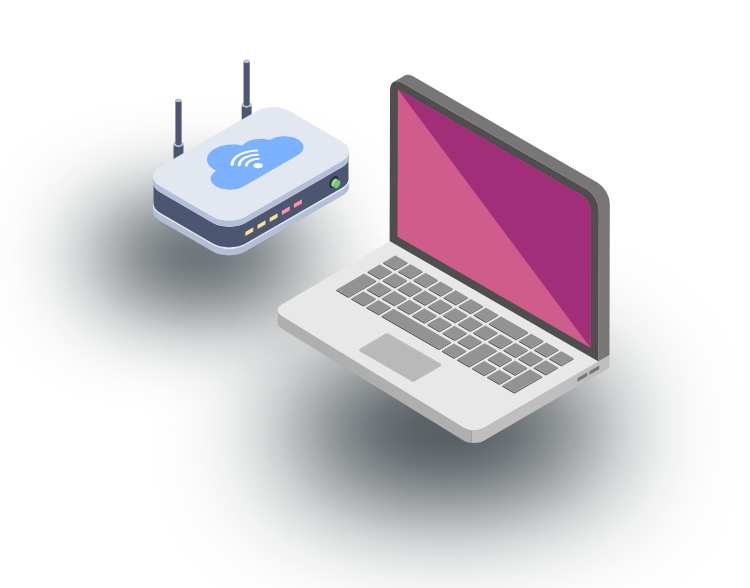 Laptop and router icon