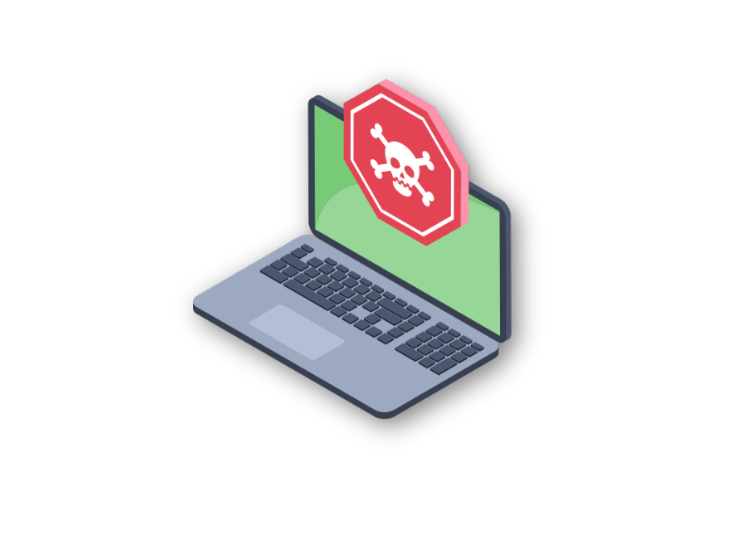 Laptop screen with cyber security icon on it