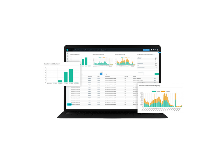 Screen showing charts and graphs