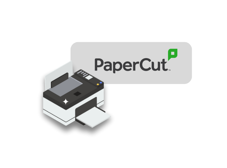 PaperCut logo and printer