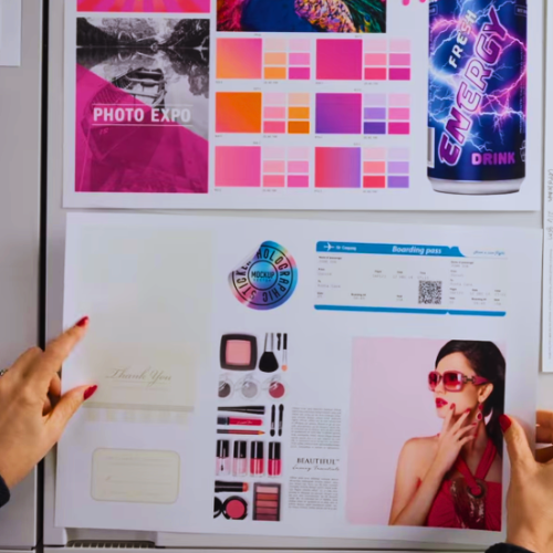 Images of brightly coloured print examples