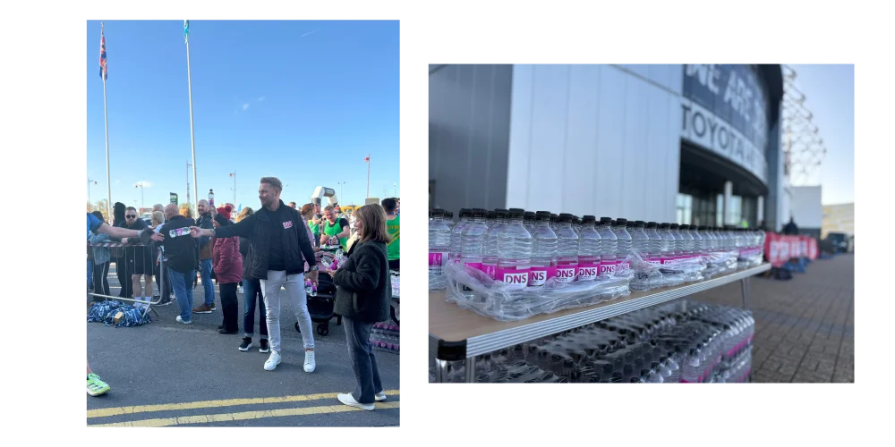 DNS Water bottles at Derby 10km 2025