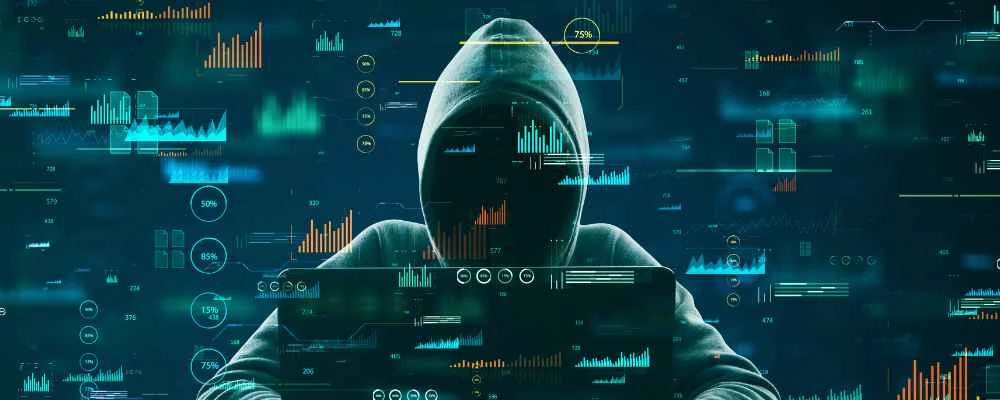 Hacker with hood up and no face