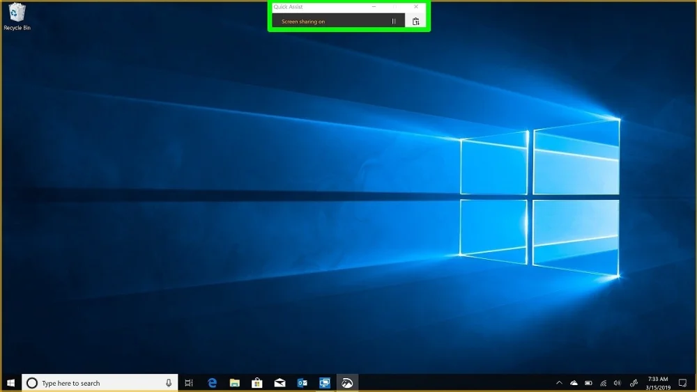 Windows home screen on PC